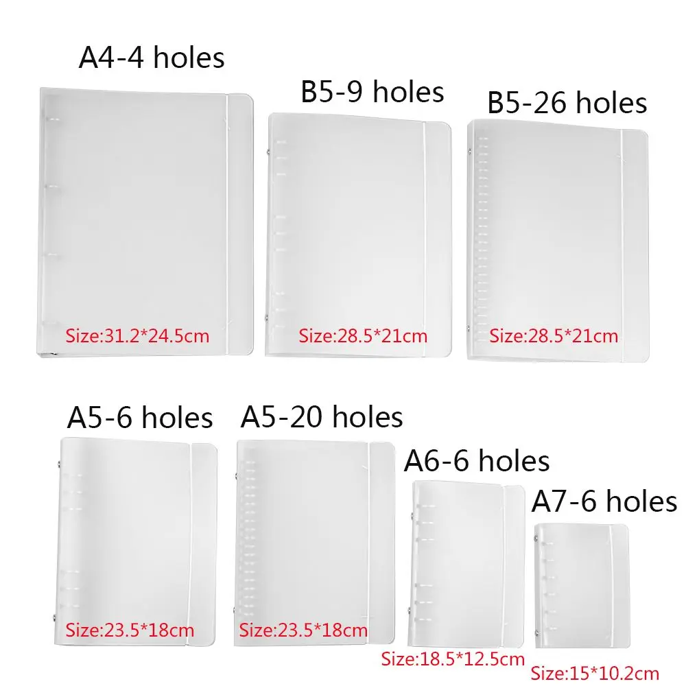 Matte Transparent A4/B5/A5/A6/A7 Loose-Leaf Notebook Case Ring Binder Notebook Shell File Folder Office School Supplies