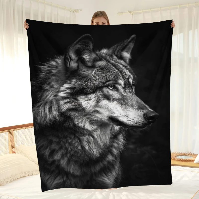 Manta blanket con pintura al óleo de la familia de lobos bajo, suave para sofá, capa para ventana blanket