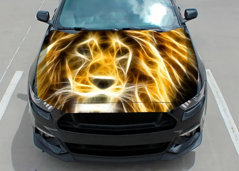 

Car hood wrap decal, vinyl, sticker, graphic, truck decal, truck graphic, bonnet wrap decal, skull, f150, Lion, Abstract