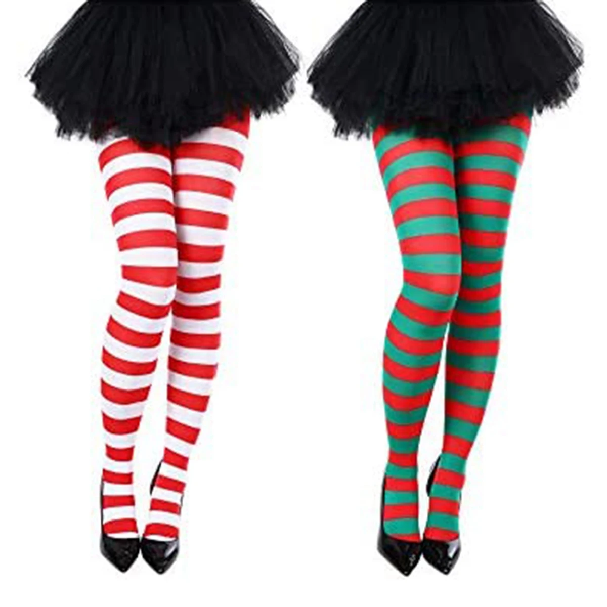 Christmas Striped Tights Thigh High Socks Stretch Pantyhose for Christmas Supplies