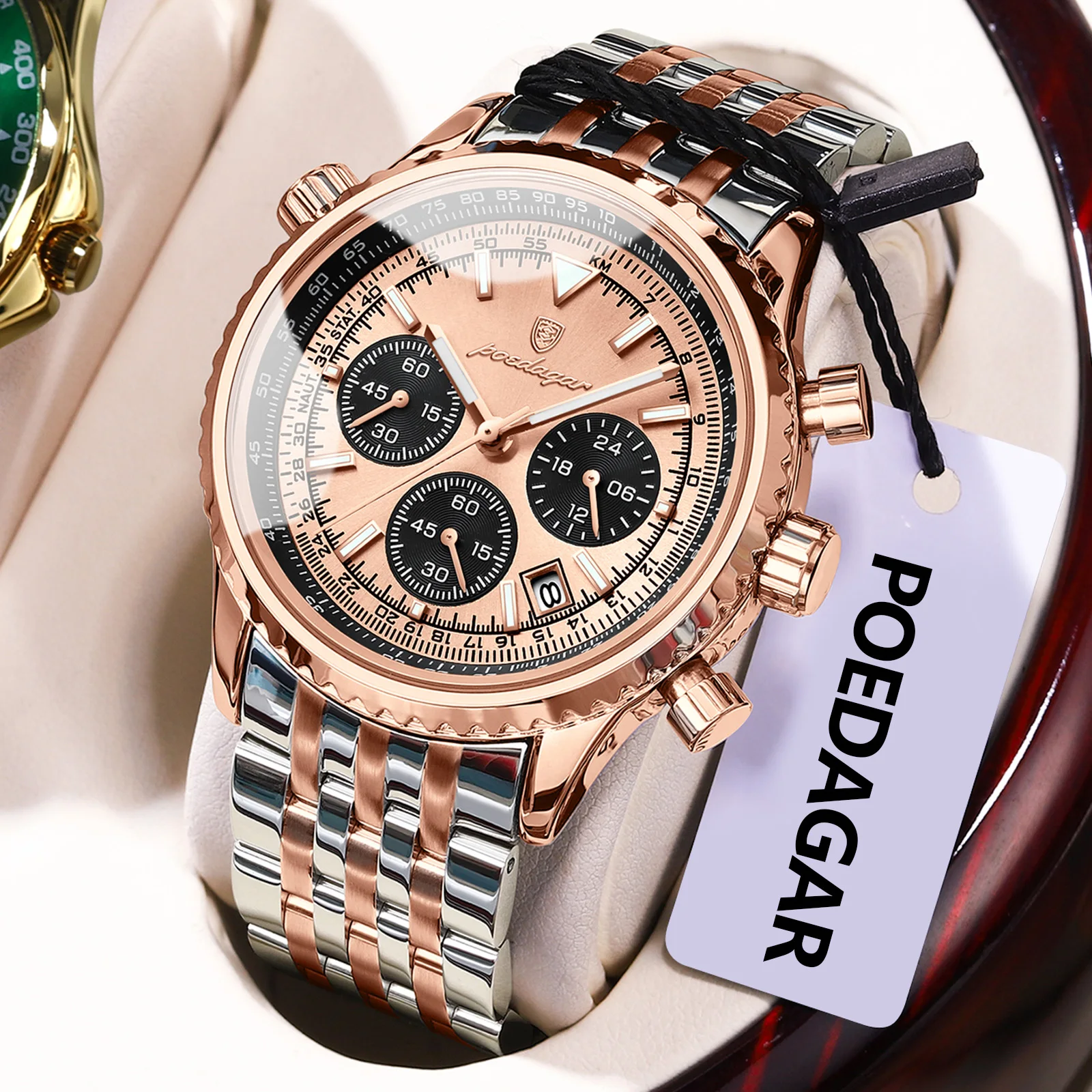 POEDAGAR Business Herren Armbanduhr Wasserdicht Leucht Datum Chronograph Luxus Mann Uhr Quarz Edelstahl Uhren Für Männer