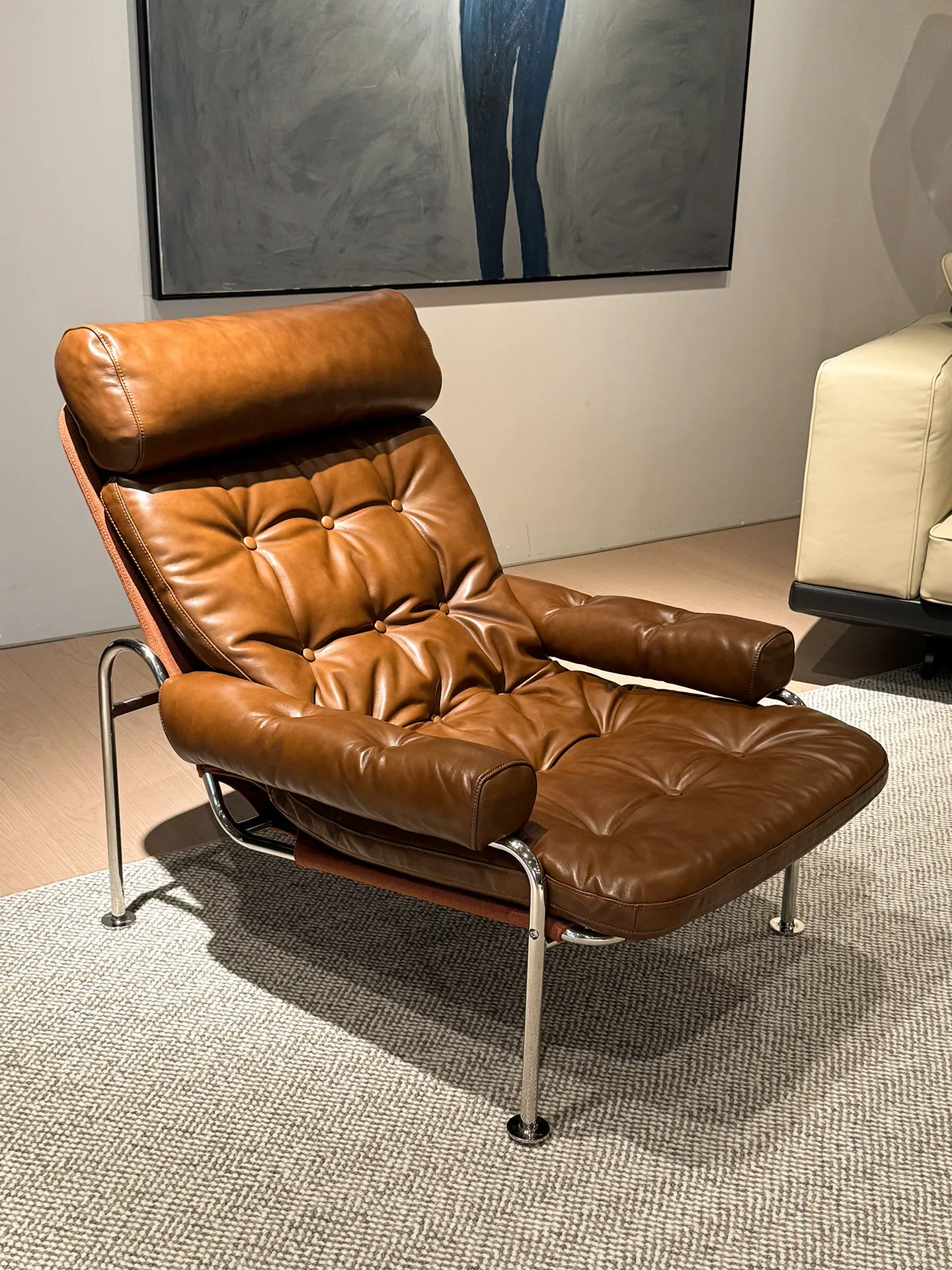 

CL antique leisure chair leather reclining chair stainless steel lazy sofa chair Internet celebrity new