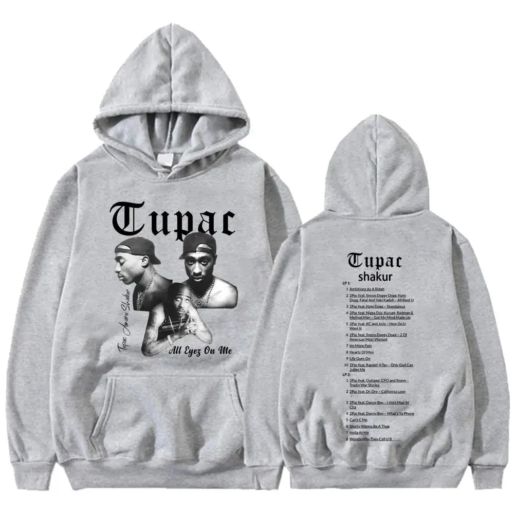 Rapper Tupac 2Pac Print Hip Hop Hoodies Men Woman Y2k Hoodie Streetwear Hooded Sweatshirts Pullovers Unisex Tracksuit Clothing