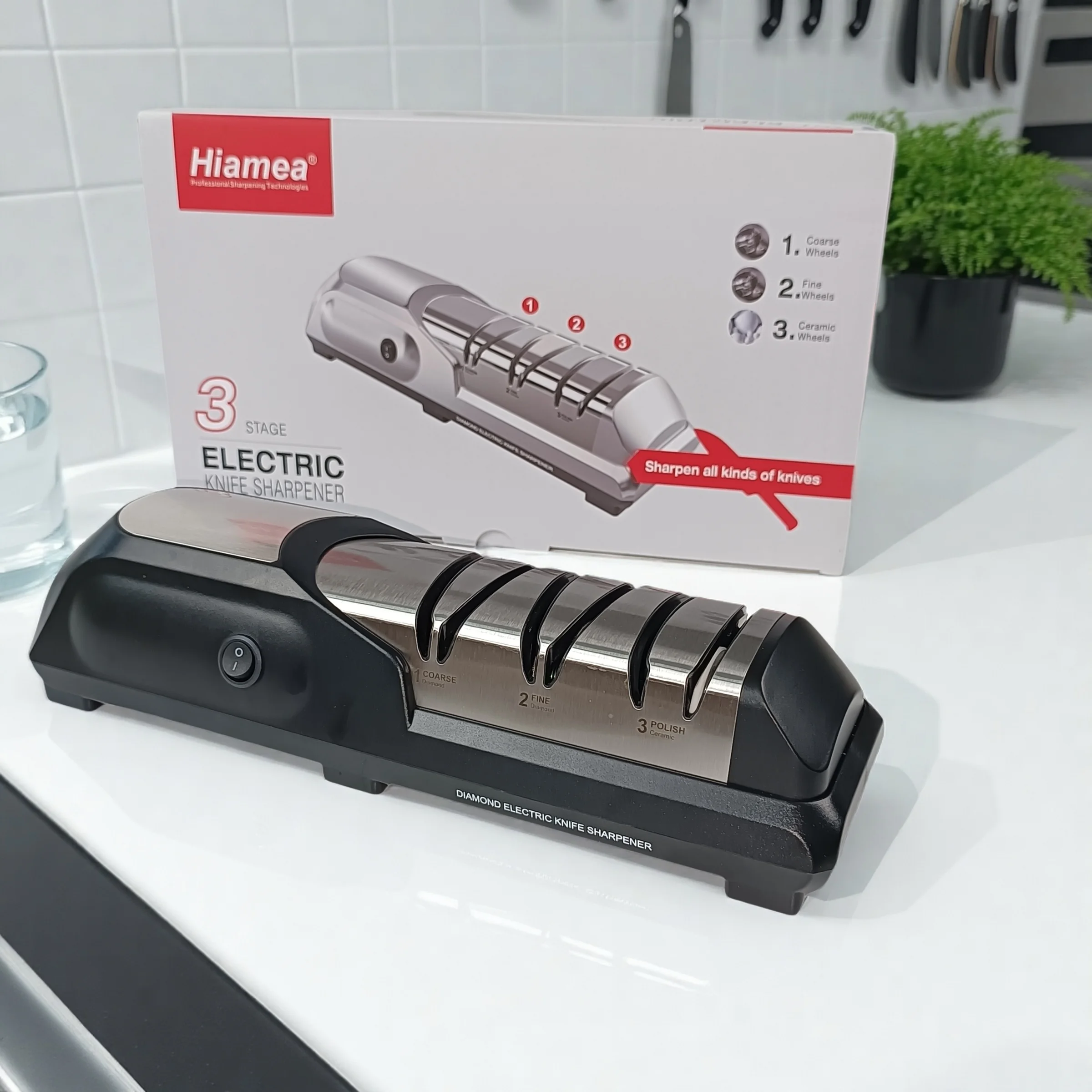 

Kitchen Electric Knife Sharpener Multifunctional Automatic Professional 3 Grit Electric Knife Sharpener Kitchen Accessories
