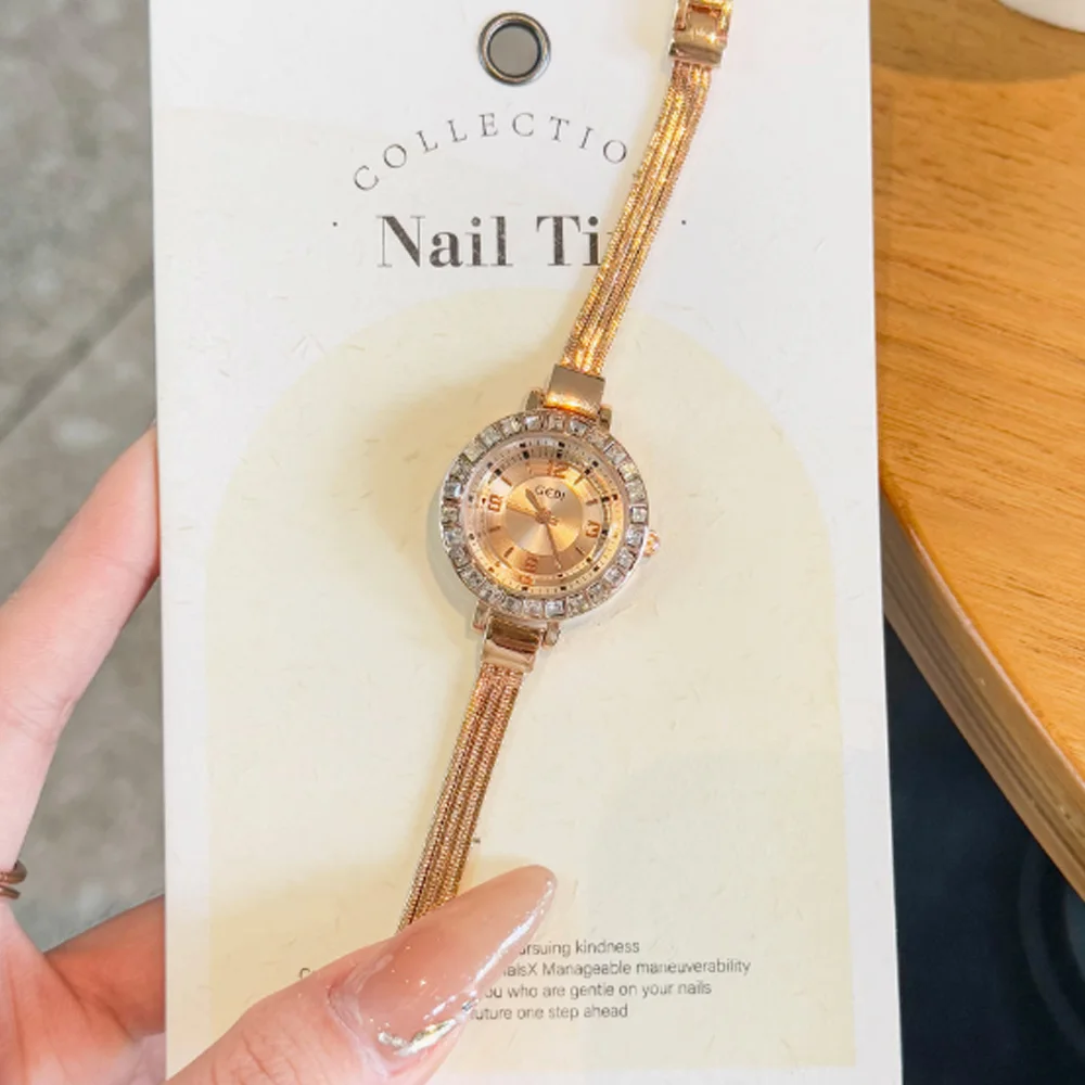 Fashion style minimalist luxury fringe bracelet with quartz watch for women‘s girl party gift jewlry wholesale