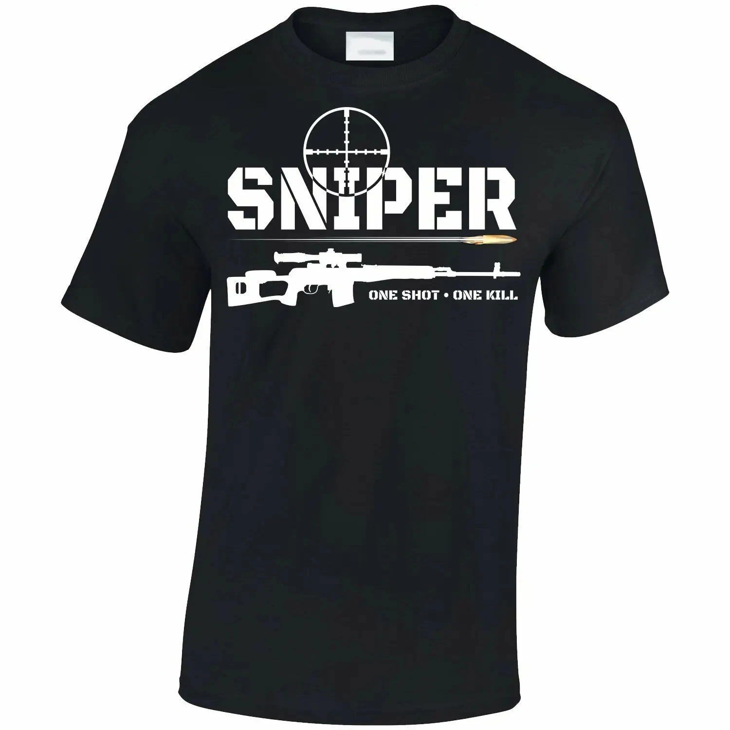 Unique Design Sniper One Shot One Kill T-Shirt. Summer Cotton Short Sleeve O-Neck Mens T Shirt New  Family Matching Outfits