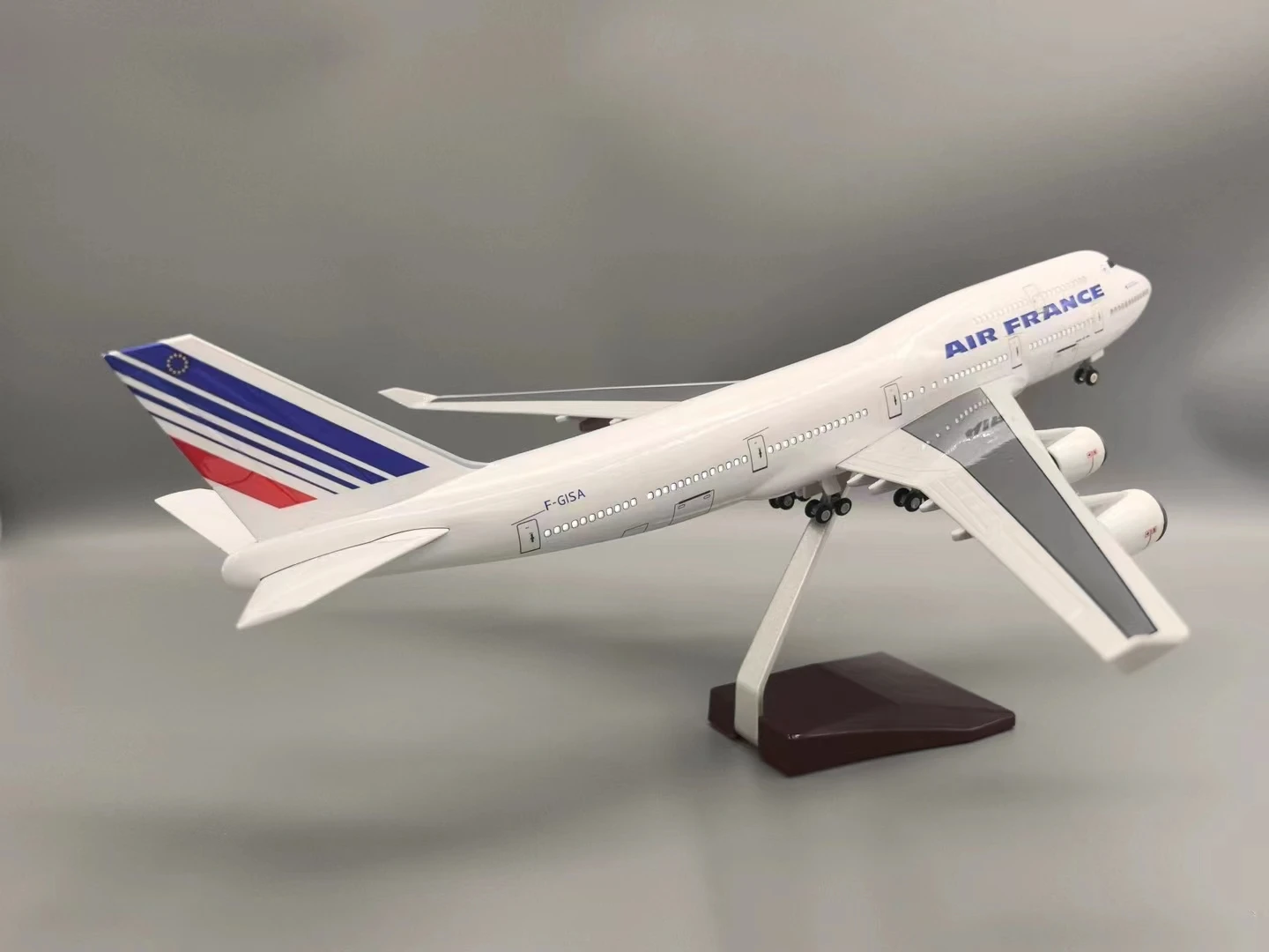 New Scale Large 47cm Model Airplane Air France Boeing 747 Plane Models Diecast Airplanes with LED Light for Collection or Gift