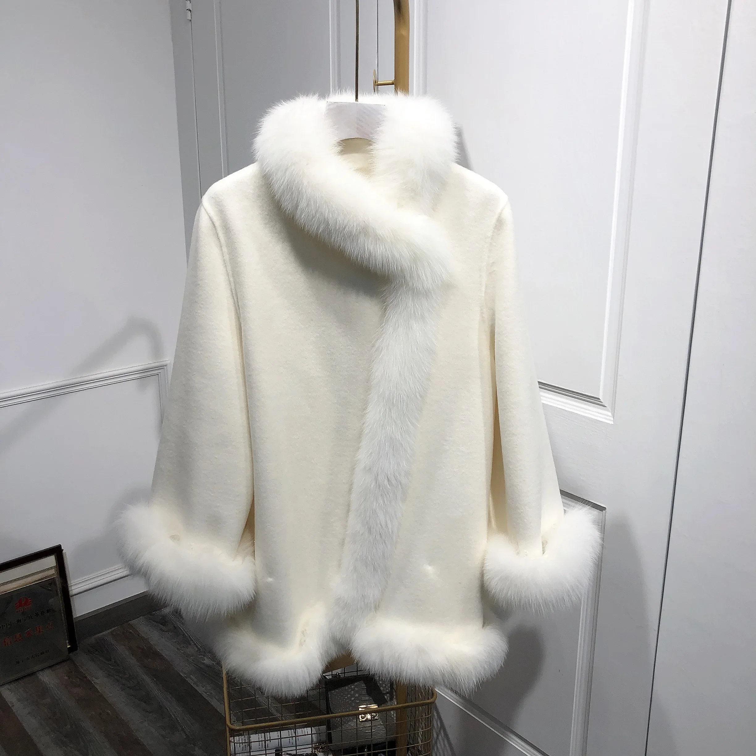 women's trench coats single breasted girls wool coat with fur trim overcoat cashmere coat long alpaca wool