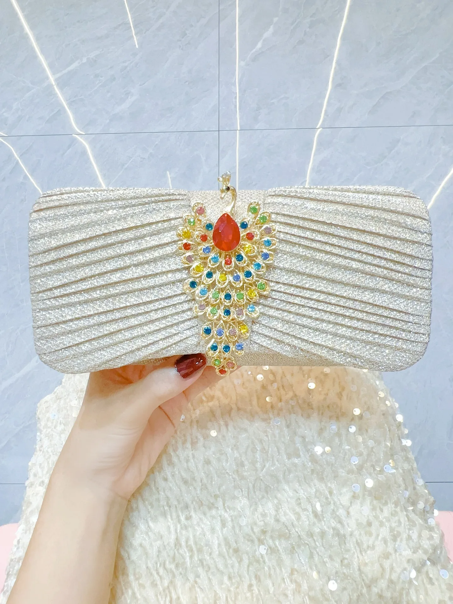 Peacock Crystal Women Evening Bag Luxury Designer Handbags Elegant Fashion Clutch Purse Wedding Party Bags Newest Shoulder Bags