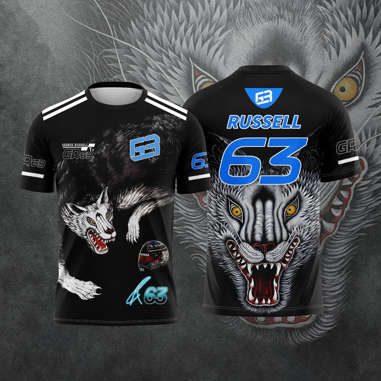 2026 Kimi Antonelli und George Russell Racing Fan Kurzarm-T-Shirt mit Aufdruck, atmungsaktive Outdoor-Sport- und Familienkleidung für zu Hause – Detail 6