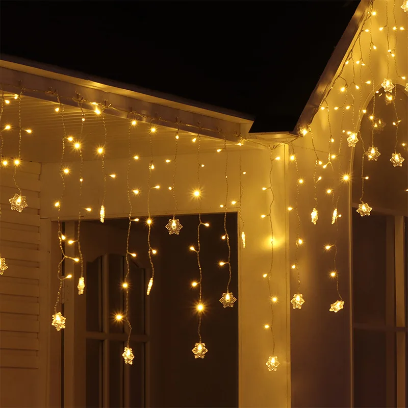 

Indoor and Outdoor Christmas Snowflake LED String Lights Fairy Lights Curtain Lights Festoon Holiday Party New Year Decoration