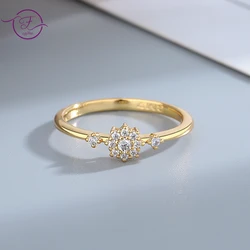 Clear CZ Gemstone Ring 925 Sterling Silver Rings Simple Style Silver Hand Jewelry For Women 18K Gold Plated