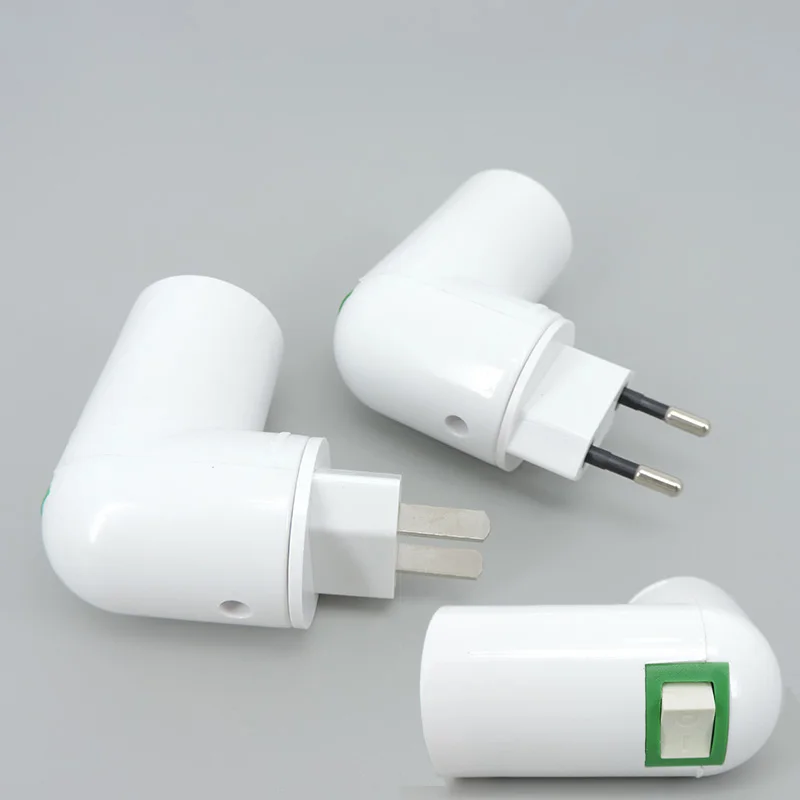

360 Degrees Rotation EU US Plug PP To E27 Base light power Socket Converter Lamp Bulb Holder With On/Off Switch Adapter Screw T1