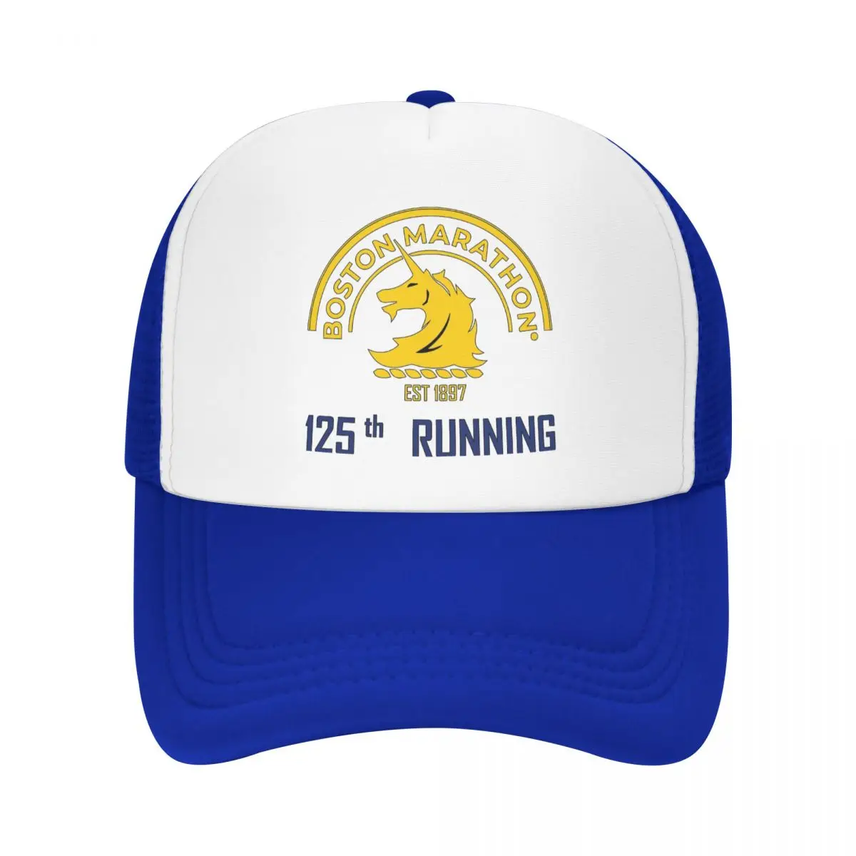 Boston Marathon 125th Running Mesh Baseball Cap Unisex Outdoor Sun Hat Hat Adjustable Snapback Caps Sun Caps Summer Trucker Cap