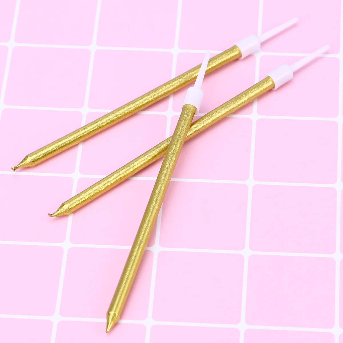 

12pcs Golden Birthday Cake Cake Candles Glitter Paint Long Lasting Smokeless Wedding Birthday Party Decor Candles