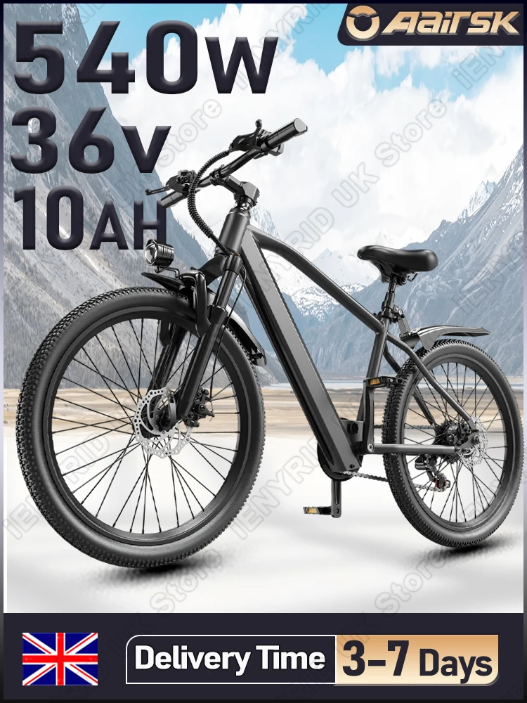 AliExpress NONE Aairsk GT300 Electric Bike For Adult Peak Power 540W 36V10AH Battery Smart LED Display Electric Bicycle 26" Tire Commuter E-Bike