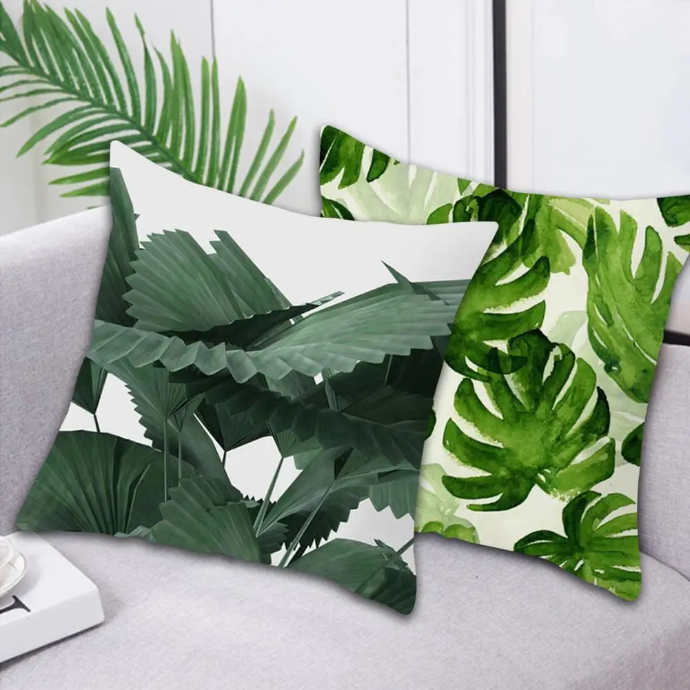 Decorative Pillowcase Luxurious Leaf Print Pillow Cover Soft Durable Decorative Cushion Case Easy to Clean Maintain Stylish Home