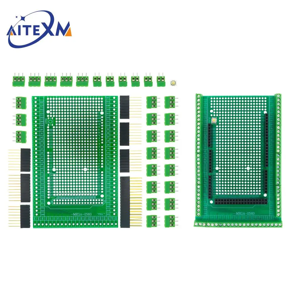 Compatible With MEGA2560 Double-side PCB Prototype Screw Terminal Block Shield Board Kit For Arduino Mega 2560 YANXD