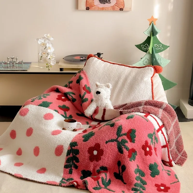 

Маленькое свежее вязаное одеяло для дивана, утепленное, для осени и зимы, новогоднее, милое, для обеденного перерыва