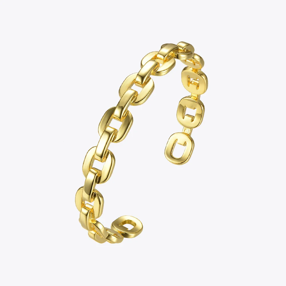 

Enfashion Pure Form Small Link Chain Cuff Bracelets 18K Plated Gold Bangles For Women Accessories Jewelry Bijoux BF182032