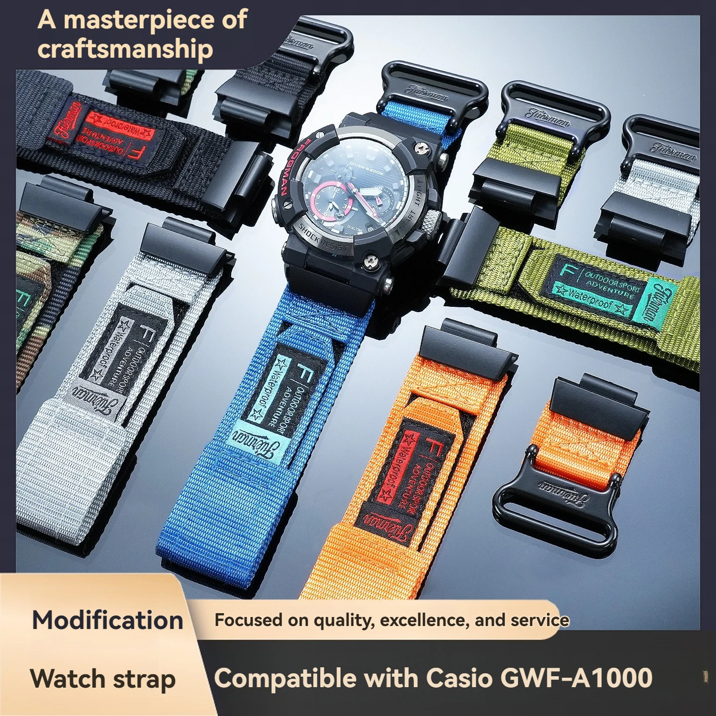 For CASIO 7th Generation Frogman GWF-A1000: Nylon Canvas Waterproof Strap—Modification and Replacement Accessory