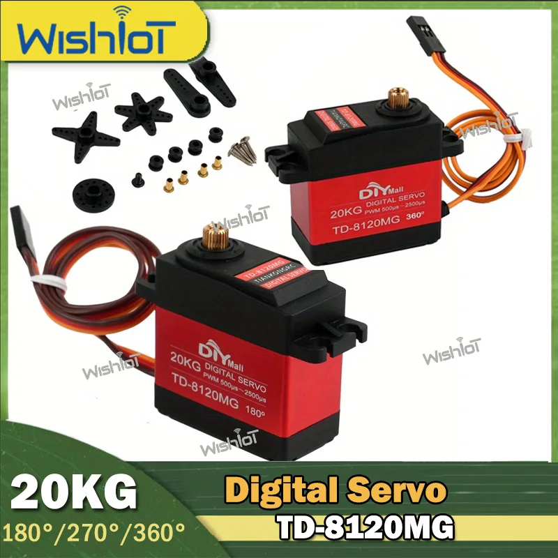 20KG TD-8120MG Digital Servo Motor 180/270/360 Degree Metal Case Servos DIY Toys Power Functions Parts for Car Robot Robotic Arm