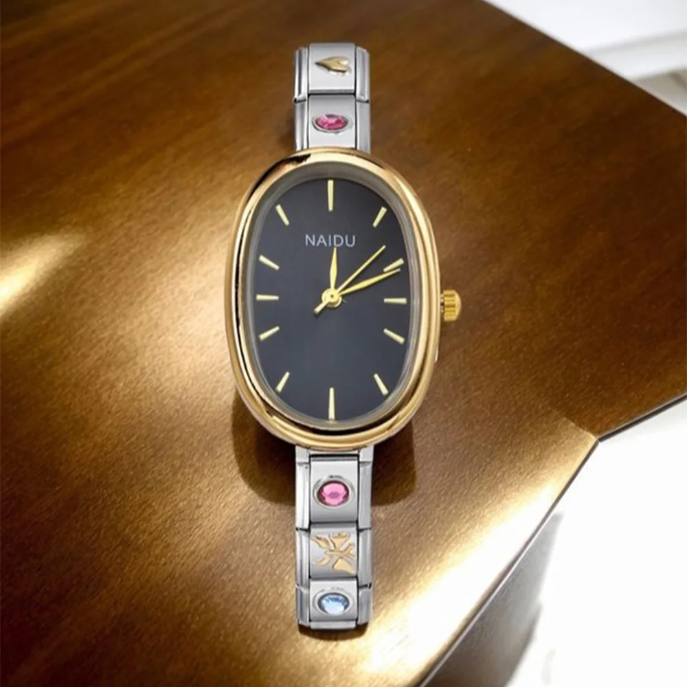 Design Women Ladies Light Luxury Sophistication Quartz Ellipse Watch Stainless Steel Strap Width 9mm Birthday Everyday Gifts
