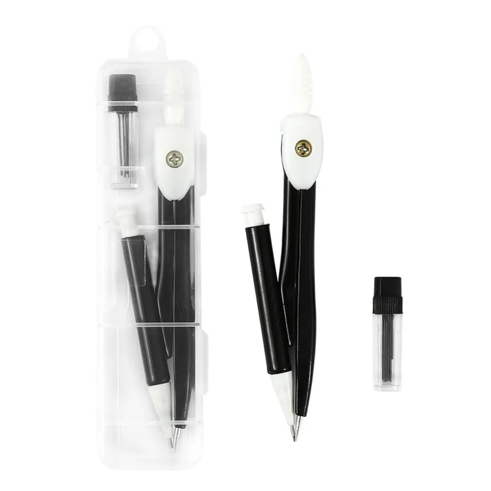 

2pcs Exam Metal Compass Set Math Geometry Learning Student Pencil Compass with Box Multi-functional Drawing Tool
