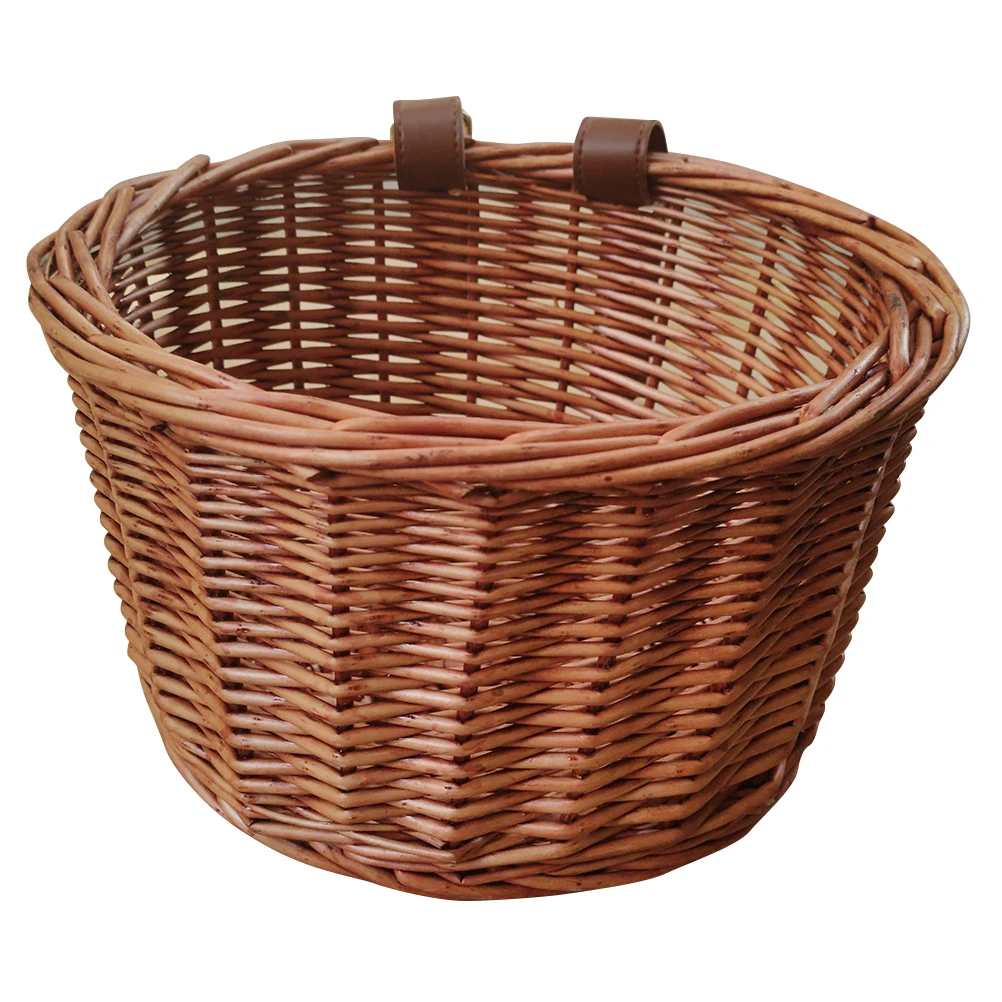 

1 pc Children Basket Waterproof Durable Rattan Front Wicker Food Storage Bike Handlebar Mounted Easy Install Cycling Decor