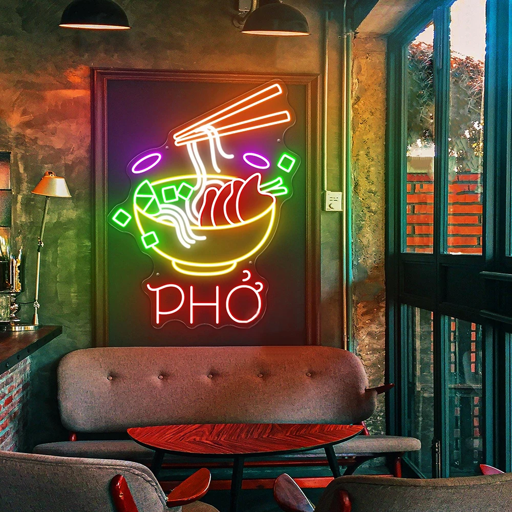 

Pho Neon Sign Vietnamese Food Neon Sign Custom Vietnamese Restaurant Kitchen Wall Decoration Led Neon Welcome Night Light