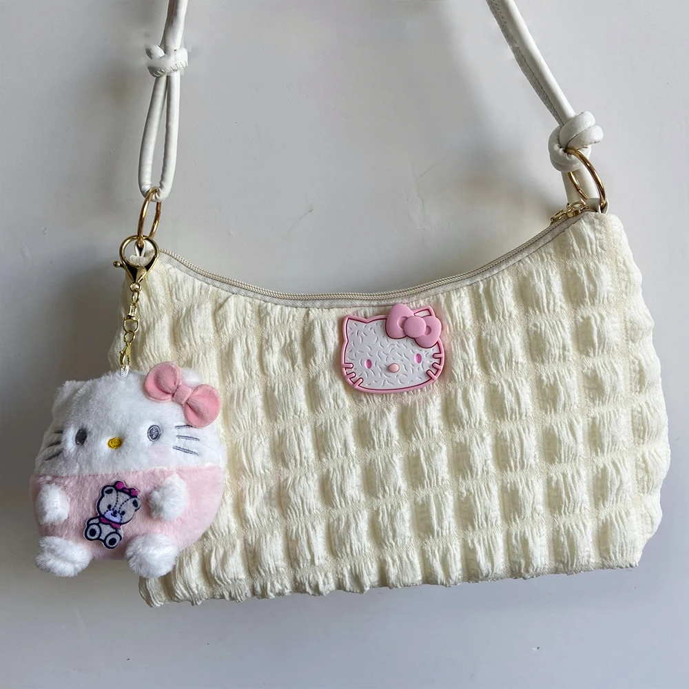 2023 New Hello Kitty Shoulder Bag Sanrio Gril Simple Design Stylish Underarm Crossbody Bag High Quality Handbags Purse Gifts