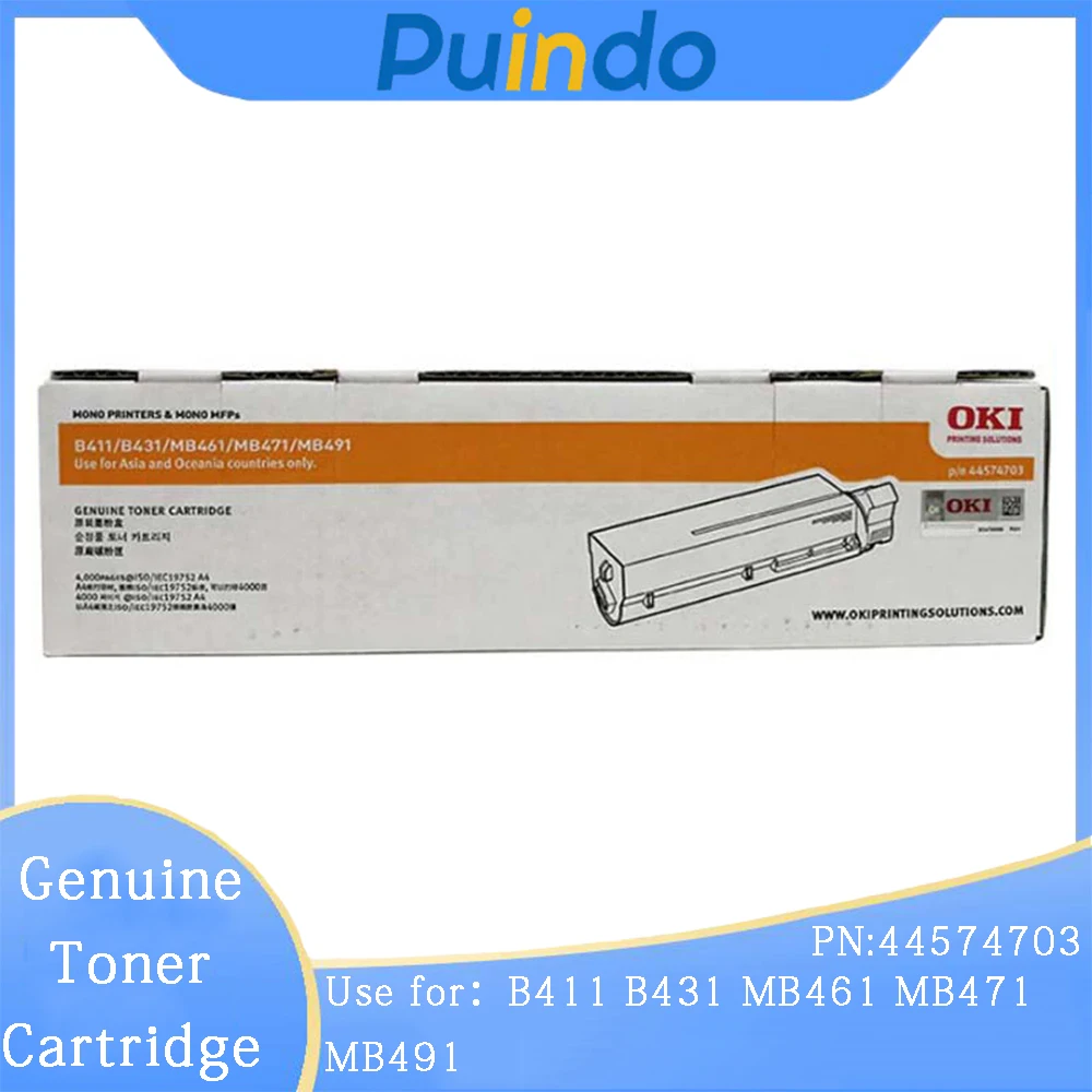 Cartucho de tóner negro genuino nuevo 44574703 para OKI B411 B431 MB461 MB471 MB491