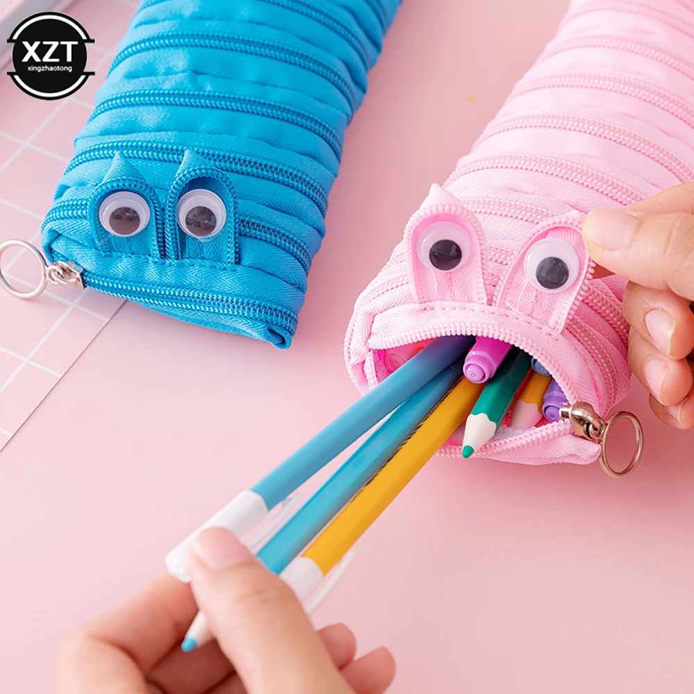 Creative Halloween Caterpillar Zipper Pencil Case Stationery Storage Bag Children's Day Boy Girl Birthday Gift Pen Bags