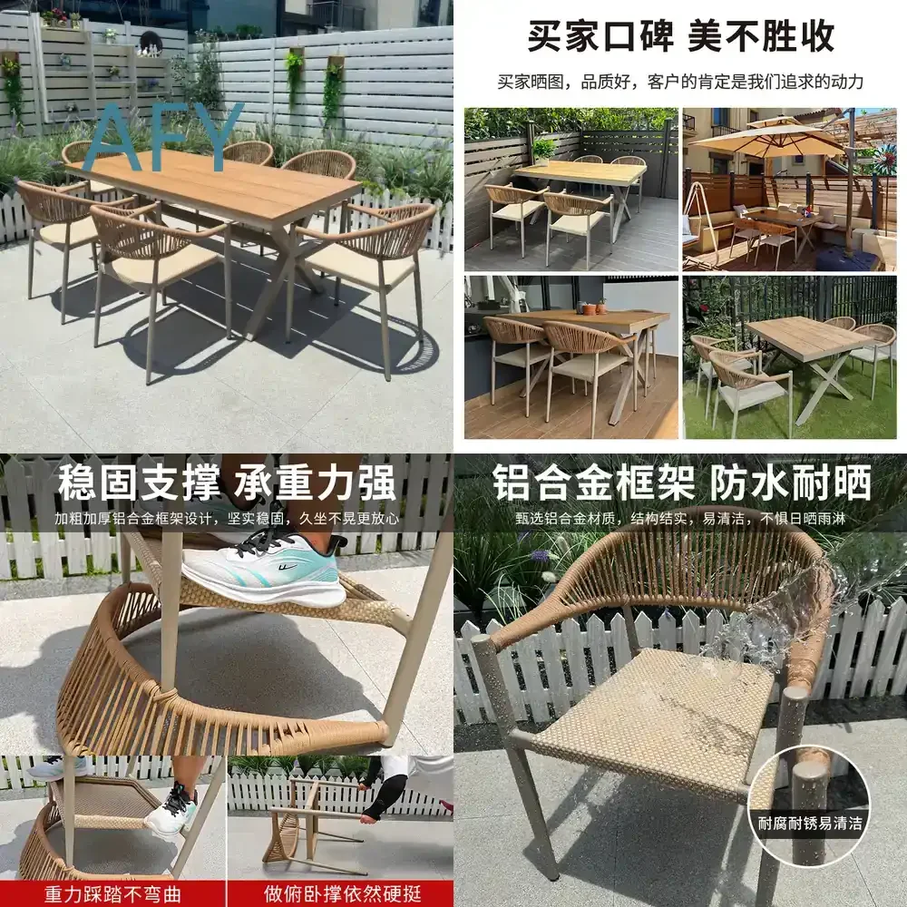 Outdoor Wicker Chair and Table Set for Patio Garden Balcony Yard Waterproof UV Resistant Furniture Set