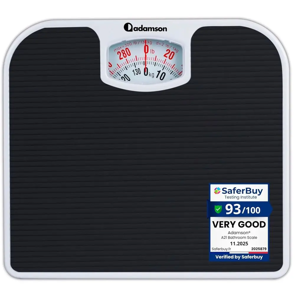 

Durable 300 LB Capacity Bathroom Scale - Anti-Skid Surface, Large Numbers, 20-Year Warranty - Black
