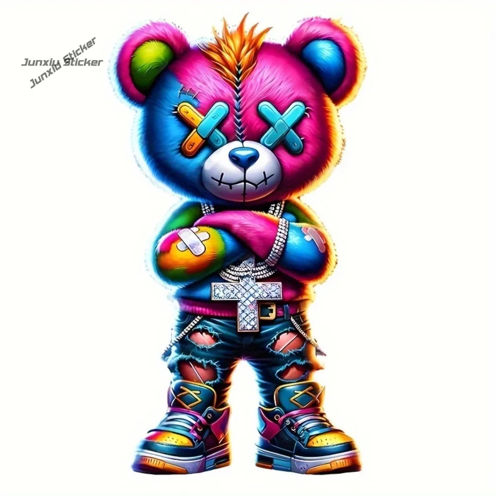 

Cool Colorful Bear Stickers Windshield Decal Vinyl Car Sticker Auto Window Deco JDM Refit Creative Waterproof Sticker Styling