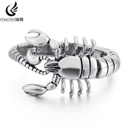 Fongten 22cm Lobster Bracelet For Men Stainless Steel Chain Bangle Bracelets Black Gold Silver Color Male Gothic Jewelry