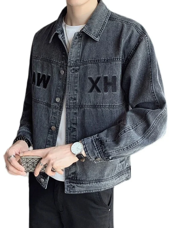 

Casual Sle Men's Denim Jaet Autumn New Loose Faion Brand Casual Trendy Collar Workwear Jaet Upper Apparel