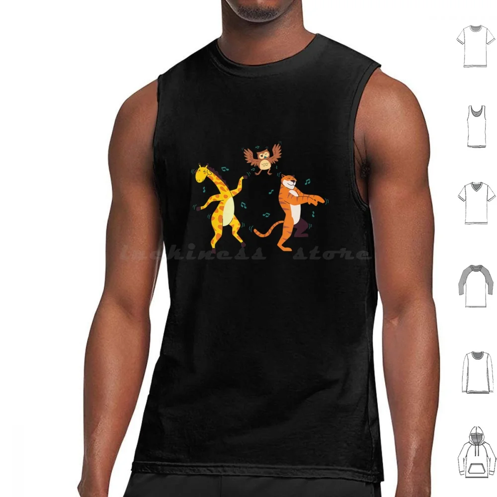 Giraffe Owl Tiger Music Notes Dancing Tank Tops Vest Sleeveless Giraffe Owl Tiger Music Notes Dancing