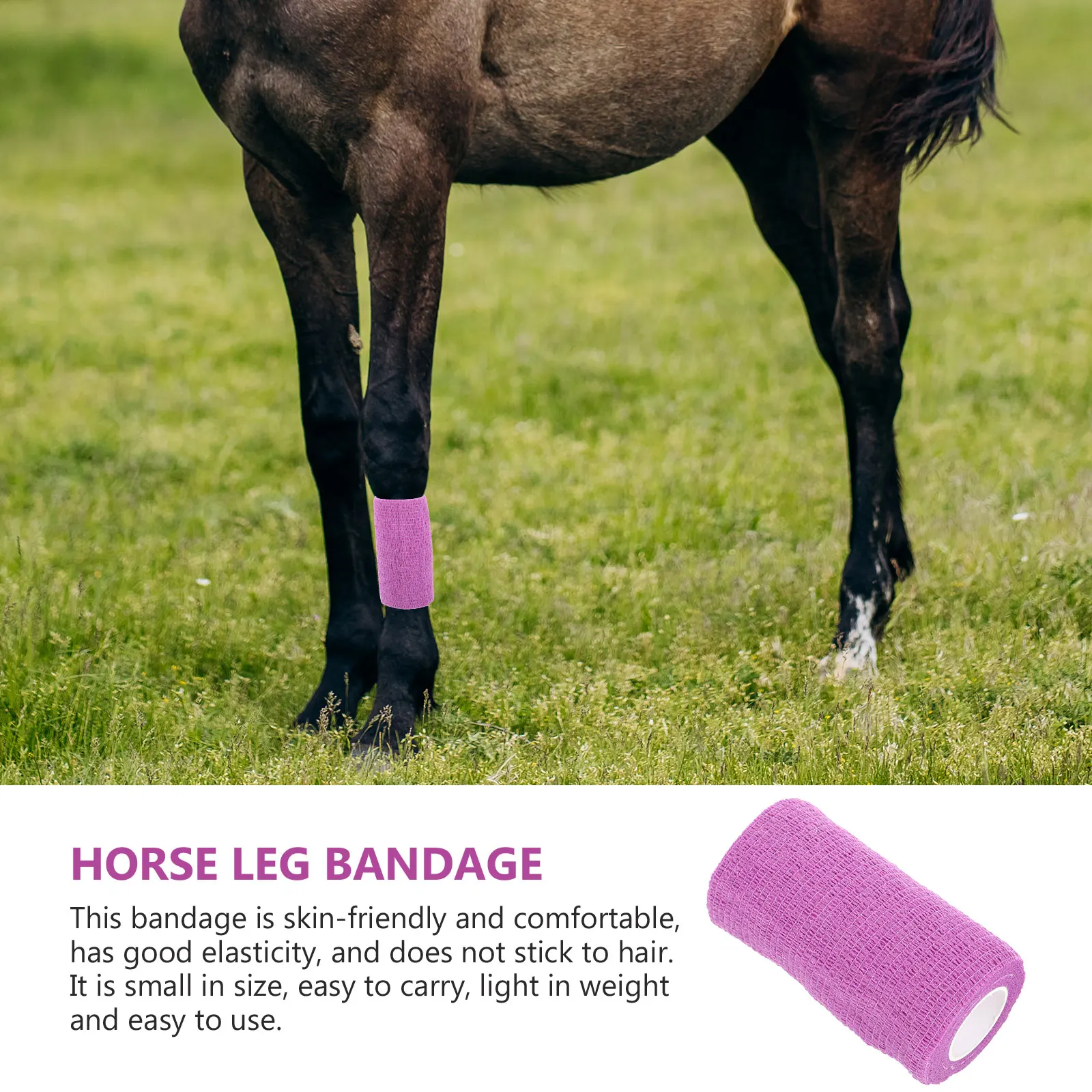 

1 Roll Portable Horse Leg Bandages Elastic Self-Adhesive Wrap Breathable Multi-Function Animal Protection Support Easy Carry