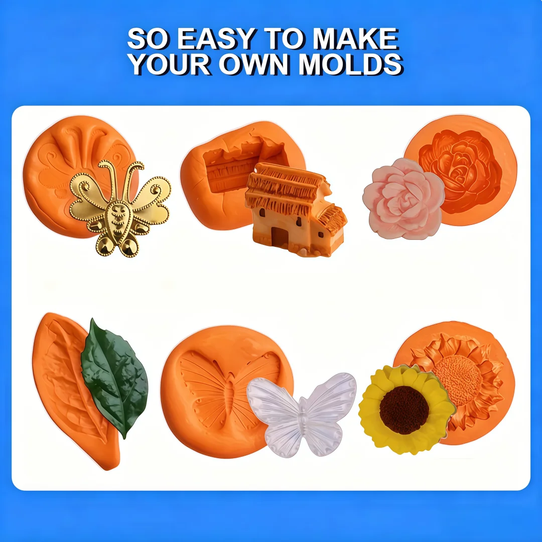 Silicone Putty DIY Crafting Set Flexible Long-lasting For Resin Art Projects Molds (Orange) view 6