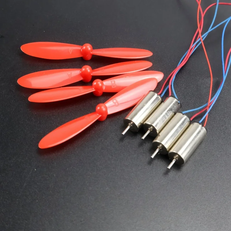 4 x diy dc3.7v 50000rpm 716 copo oco coreless motor cw ccw de alta velocidade com hélice 4x50mm a b para diy micro fpv quadcopter