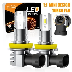 TOYUKI 2Pcs H11 H8 H9 Mini Led Headlight Bulb Turbo 1:1 Size Csp 6pcs for Car Lamp Fog Lights 9005 9006 DRL 6000K White 12V