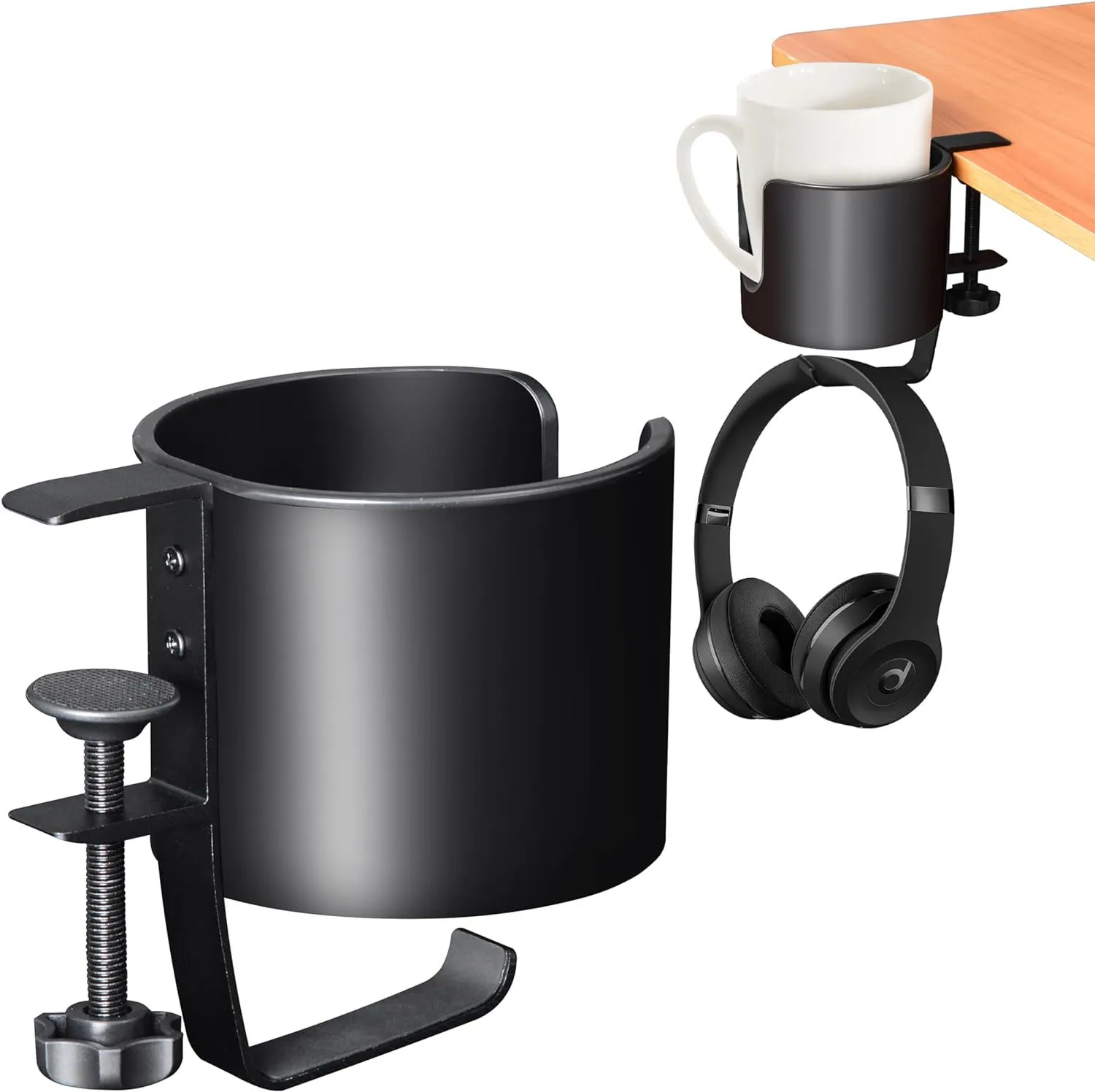 

Держатель для наушников 2 в 1, регулируемый настольный зажим, подставка для чашек для кофейных кружек, чашек для воды, держатель для наушников под столом, игровые аксессуары