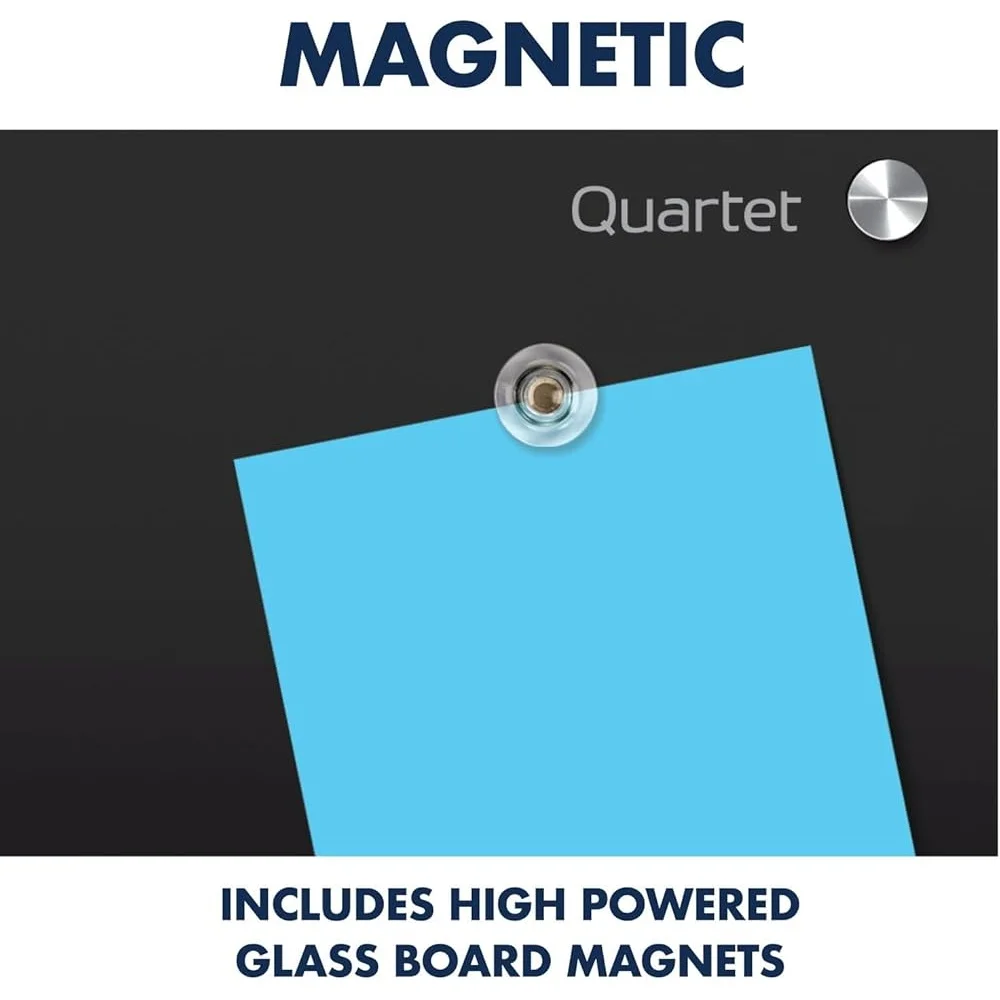 Magnetic Dry Erase Glass Whiteboard Office Meeting Board Frameless Design High Power Magnets Accessory Tray Included