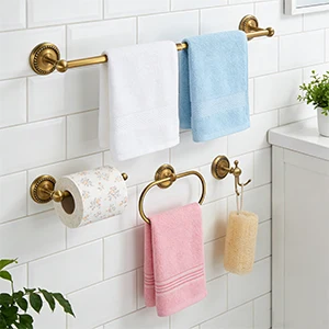 4 Pcs Antique Brass Gold Bathroom Set