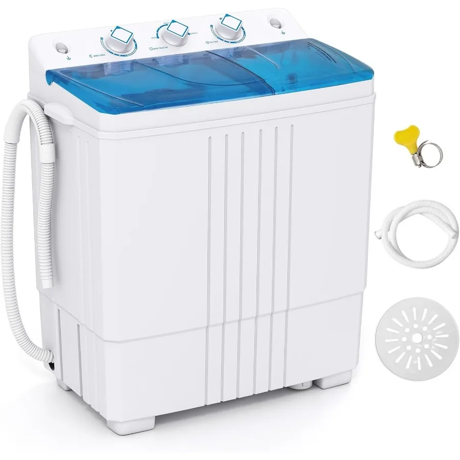 

Compact Portable Washing Machine 20 LBS Washer Spinner Combo with Built-in Drain Pump and Time Control for Small Apartments Dor