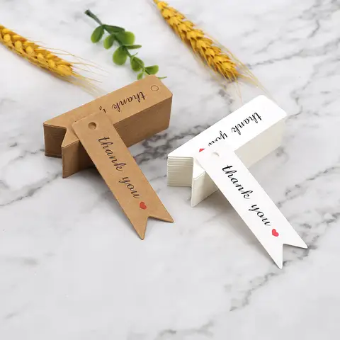 50pcs 감사합니다 태그 흰색 크래프트 종이 카드 의류 교수형 태그 선물 가방 가격 라벨 Scrapbooking DIY 공예 파티 용품 7x2cm Best5