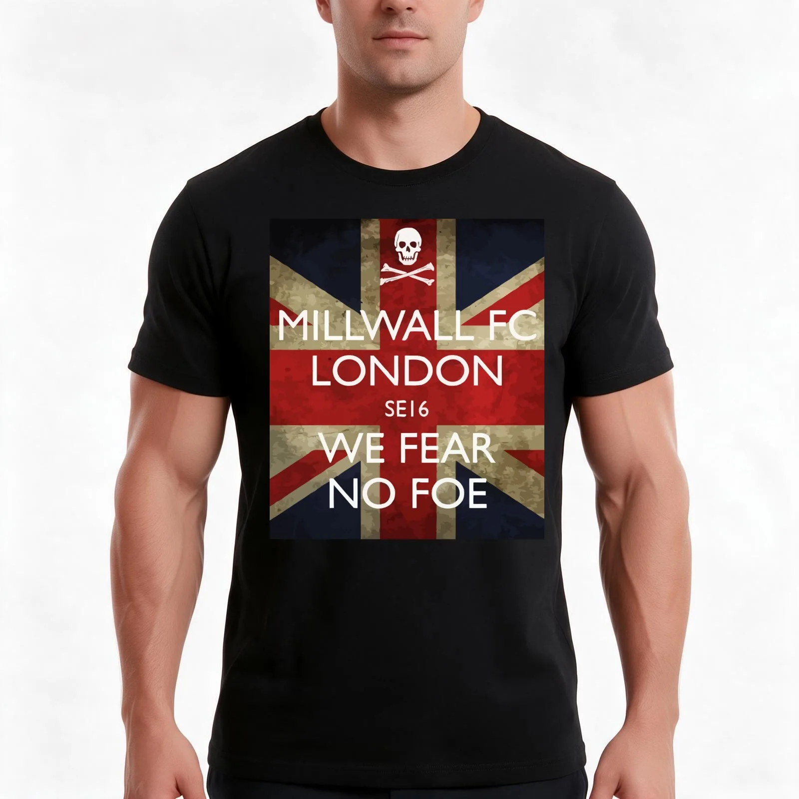 Millwall Union Jack We Fear No Foe T-Shirt Summer Casual Cotton Tee Oversized Streetwear Tops Vintage Graphic Print