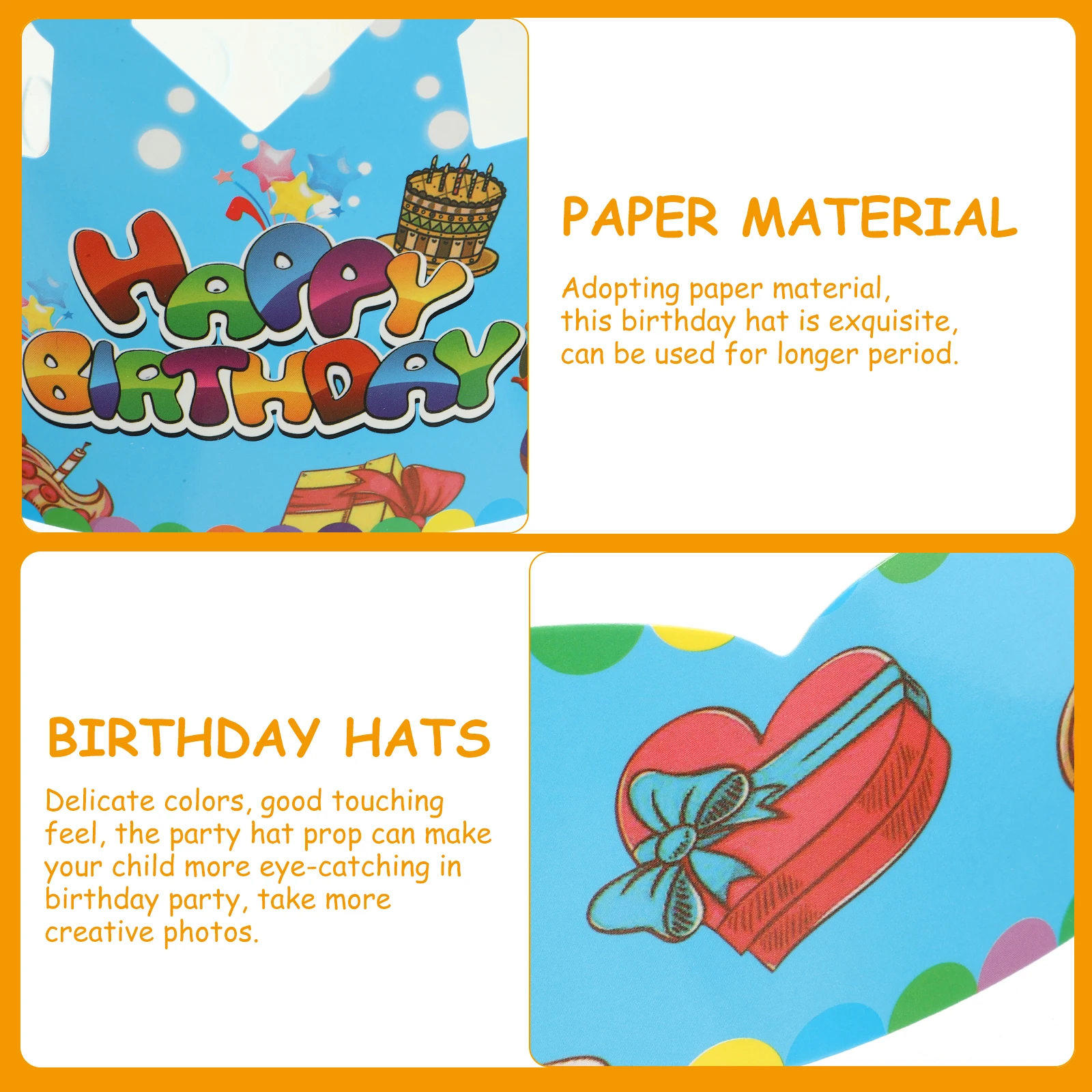

50Pcs Paper Birthday Party Crown Hats Kids Reusable Lightweight Cone Shape Birthday Hat Prop Kids Party Hats Crown